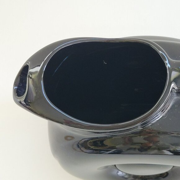 Vintage Black Art Deco Ceramic Water Pitcher, Embossed Circle Design, Retro MCM - Picture 3 of 10